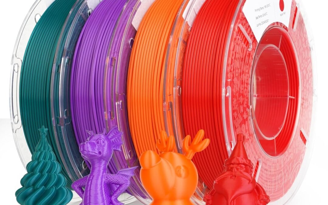 Wholesale OEM ODM AMOLEN PLA 3D Printing Filament Bundle 1.75mm, Red, Orange, Purple, Green 250g X 4 Spools Pack 3D Printier Filament, 1KG/2.2 lb in Total, Compatible with Most 3D FDM Printer Factory & Supplier