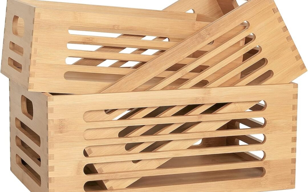Wholesale OEM ODM ANMINY 3PCS Bamboo Wood Storage Bins Natural Wooden Boxes Crates for Storage, Decorative Wooden Basket Container with Handles for Home Kitchen Shelf Cabinet Drawer Factory & Supplier