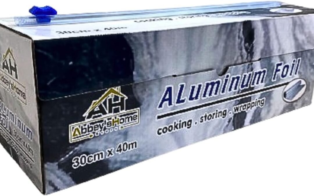 Wholesale OEM ODM Abbey’sHome Shop Abbey’s Home Store Refillable Foil Dispenser – Includes One 12” x 40 meter Roll of Aluminum Foil – Reusable Dispenser w/Sliding Cutter, Marble, black and white Factory & Supplier