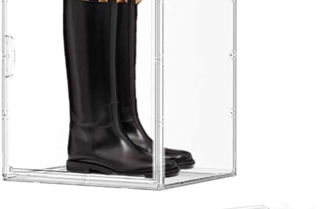 Wholesale OEM ODM Acrylic Display Case with an Adjustable Divider, 2 Tiers XXX-Large Boot Shoe Storage Boxes Clear Plastic Stackable Storage Bin with Lids Super Large Clear Display Box for Shoes, Collectibles Factory & Supplier