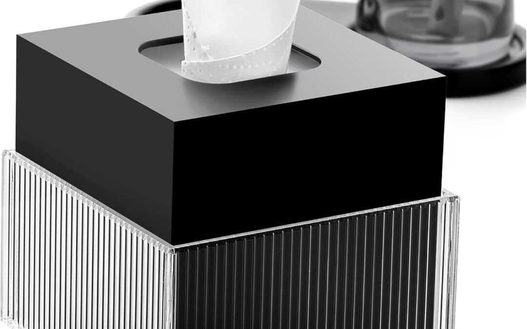 Wholesale OEM ODM Acrylic Tissue Box Modern Square Tissue Box Cover with Two-Tier Design – Matte Black Acrylic & Non-Slip Base, 5.4″x5.4″x5.1″ Factory & Supplier