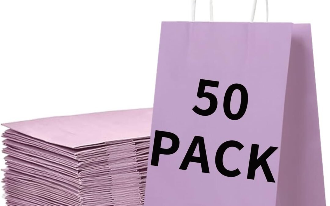 Wholesale OEM ODM BAG BOX 50 Pack 8.3 * 4.3 * 10.6 Inch Purple Gift Bags with Handles,Bulk Kraft Paper Bags for Shopping, Retail, Merchandise, Wedding, Party Favors, Paper Grocery Sacks Factory & Supplier