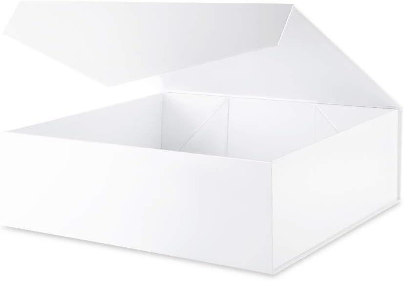 Wholesale OEM ODM BLK&WH Extra Large Gift Box with Lid 16.3×14.2×5 Inches, White Gift Box Closure Lid for Clothes and Large Gifts (Glossy White) Factory & Supplier