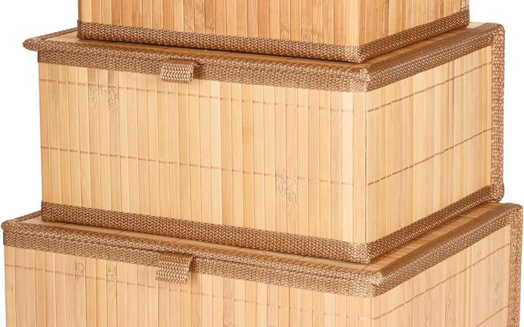 Wholesale OEM ODM Bamboo Decorative Storage Boxes With Lids – Nesting Rectangular Lidded Box for Organization – Stackable Basket with Cloth Liner – Organizer for Toys, Home, Office – Woven Basket – Set of 3 Factory & Supplier