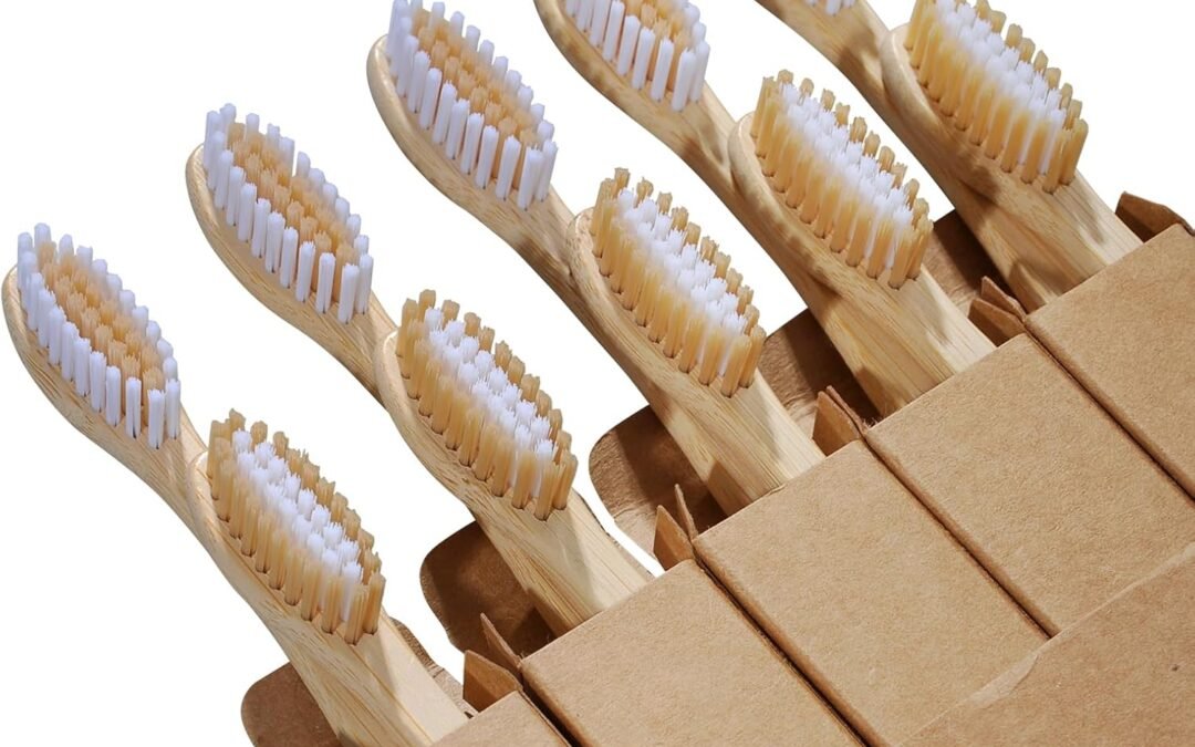 Wholesale OEM ODM Bamboo Toothbrushes 10 Count – BPA Free Medium Bristles, Compostable Natural Wooden Toothbrushes, Without Plastic, Eco-Conscious Packaging for Adults (Brown and White, Moderate Length) Factory & Supplier