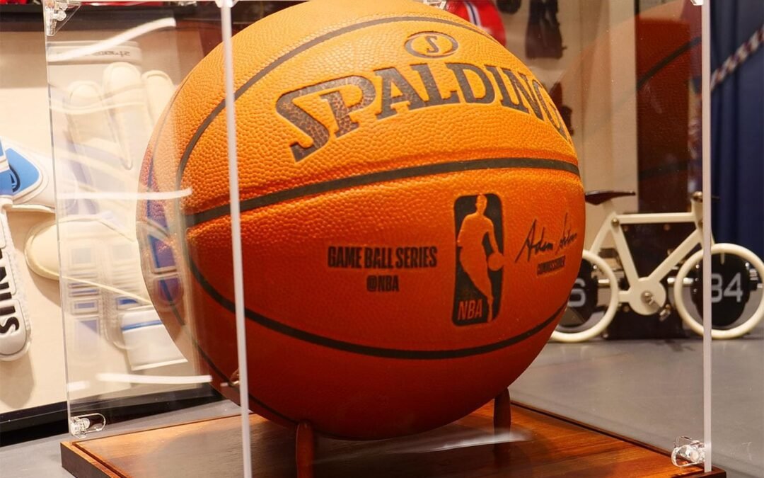 Wholesale OEM ODM Basketball Display Case, Clear Acrylic Full Size Basketball Case Display with Solid Wood Base, UV Protected Basketball Display Stand Box for Autographed Standard NBA WNBA Ball, Walnut Factory & Supplier