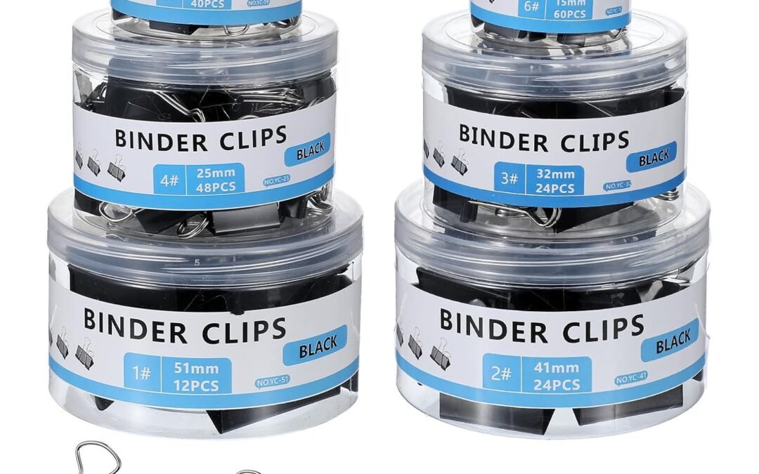 Wholesale OEM ODM Binder Clips Assorted Sizes Including Extra Large Medium Small Mini and Micro, Office Supplies File Clamps Paper Clips, 6 Sizes in 6 Boxes, 208 PCS Metal Black Clamps for School Factory & Supplier
