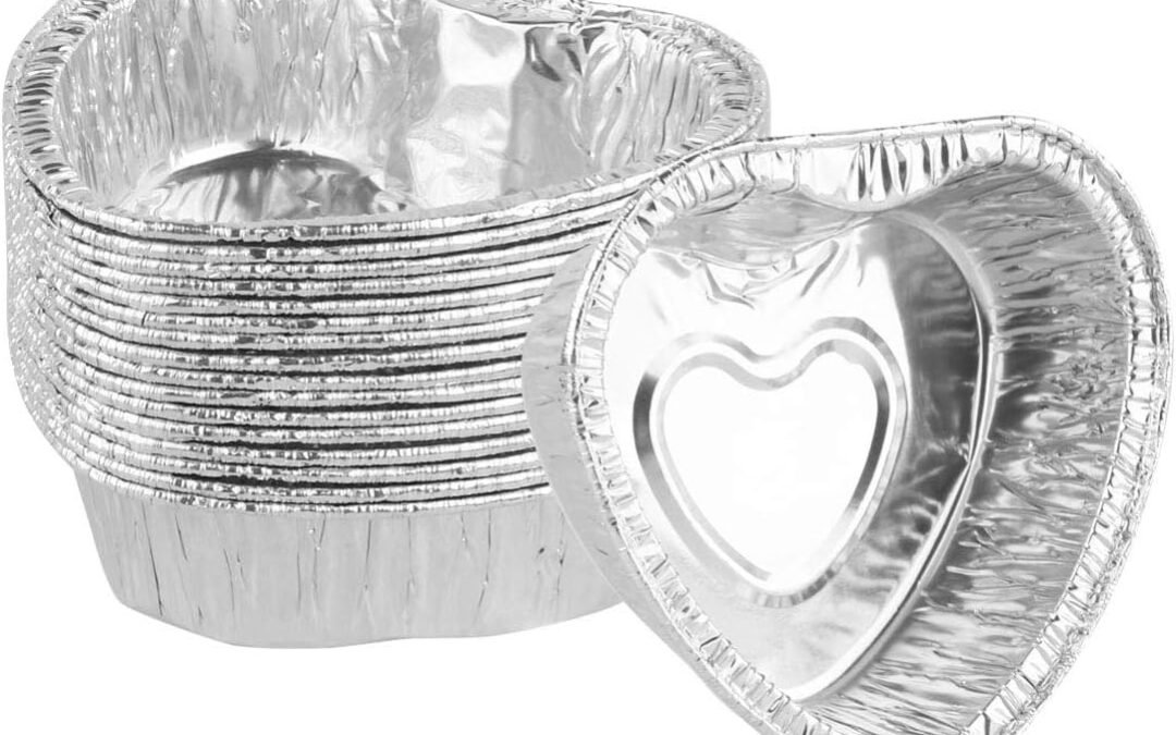 Wholesale OEM ODM CHICTRY 60Pcs Heart Shaped Muffin Cupcake Ramekin Disposable Aluminum Foil Mini Pudding Cups Cake Dessert Quiche Tarts Baking Tin Pans Silver One Size Factory & Supplier