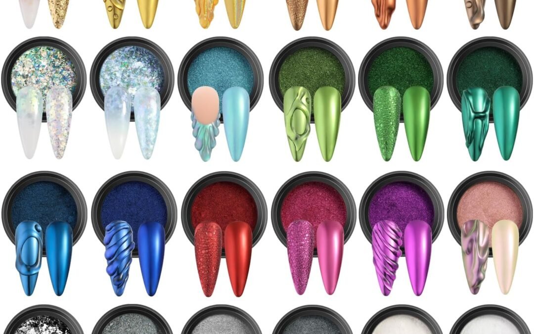 Wholesale OEM ODM Chrome Nail Powder Set 24 Colors, Mirror Effect Gold Silver Chrome Glitter Powder White Pearl Chrome Powder Iridescent Pigment for Nails Opal Flakes Gold Leaf for Nail Art Decoration Factory & Supplier