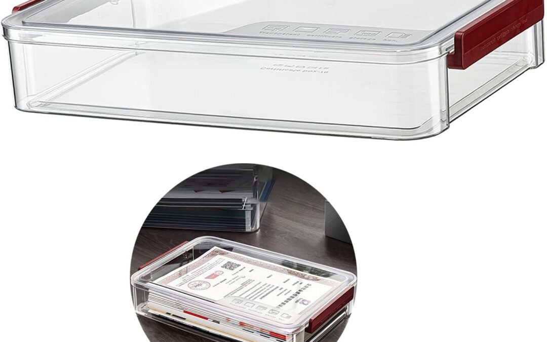 Wholesale OEM ODM Clear File Storage Box with Lids, A4 Storage Box for 8″x11″ Paper, Plastic A4 Container, Stackable Magazine File A4 Paper Project Case Bins, Desk Organizer Office Invoice Document (Large-1) Factory & Supplier