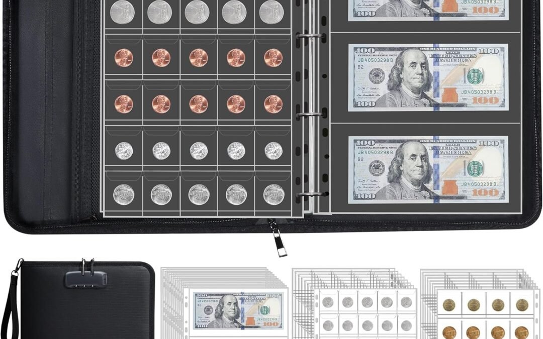 Wholesale OEM ODM Coin Collection Album for Collectors with Lock, 400 Pockets Fireproof Coin Holder Book & 36 Paper Currency Binder Sleeves, Coin Storage Collecting Organizer for Pennies,Bill,Tokens,Badges Factory & Supplier