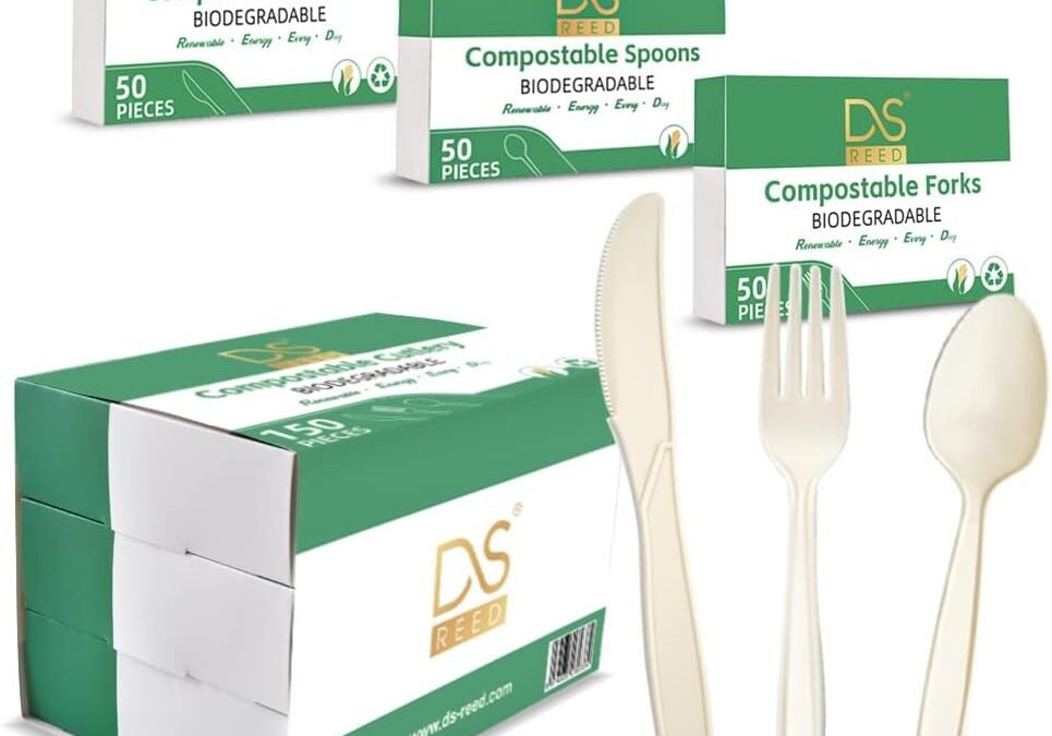 Wholesale OEM ODM Compostable Flatware Cornstarch Cutlery 150 Piece Set Forks Spoons & Knives Utensils Durable Strong Heavy-Duty Heat-Resistant Plastic Alternative Cutlery Factory & Supplier