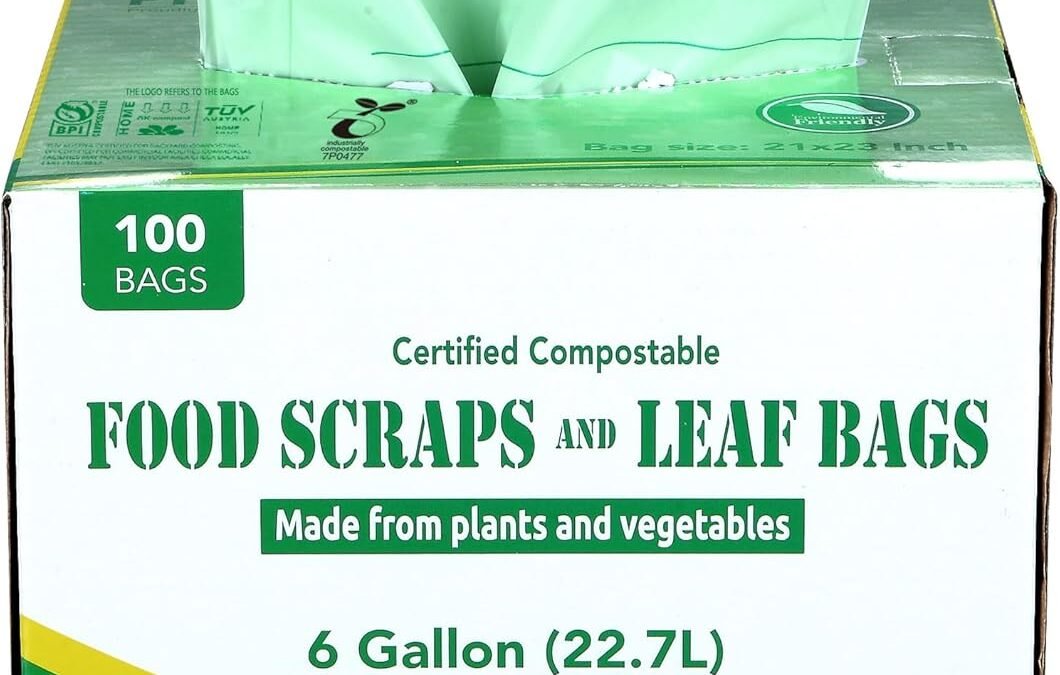 Wholesale OEM ODM Compostable Trash Bags, Extra Thick, Compost Kitchen Bin Bags, Food Scraps Yard Waste Bags, ASTM D6400 BPI and TÜV AUSTRIA Certified (6 Gallon, Pack of 100) Factory & Supplier