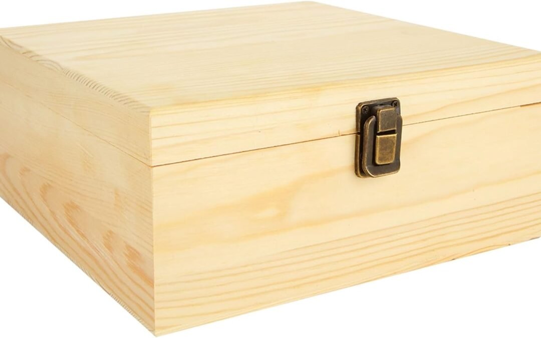 Wholesale OEM ODM DAJAVE Unfinished Wooden Box, Wooden Storage Box with Hinged Lid, Pine Wood Box DIY Craft Stash Boxes for Arts Hobbies, DIY, Home Storage(9x9x4 Inch) Factory & Supplier