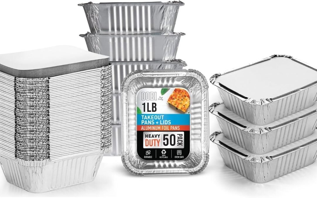 Wholesale OEM ODM DOBI Small Aluminum Pans with Lids (50 Pack) – 1lb Disposable Foil Pans with Lids, to-go Mini Tin Foil Food Containers for Meal-Prep, Freezing, Take out and sending leftovers Factory & Supplier