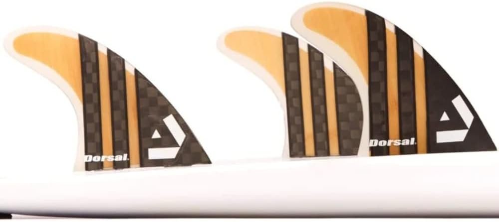 Wholesale OEM ODM DORSAL Surfboard Fins Thruster 3 Set FCS Compatible Bamboo Medium Fiberglass with Carbon Hexcore Factory & Supplier