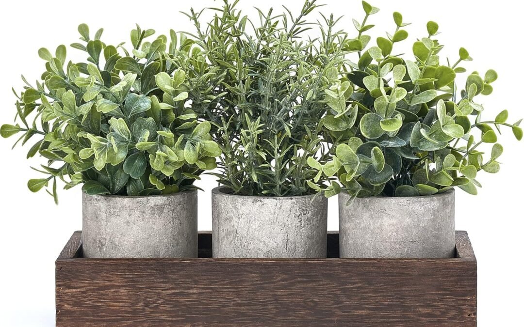 Wholesale OEM ODM Dahey 3 Pack Mini Potted Artificial Eucalyptus Fake Plants with Wood Tray Centerpiece Table Decorations, Farmhouse Pulp Flower Pots Greenery Home Decor for Coffee Table Dining Room Office Kitchen Factory & Supplier