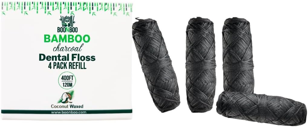 Wholesale OEM ODM Dental Floss Refill, Bamboo Charcoal Woven Thread, 4 Pieces, Coconut Factory & Supplier