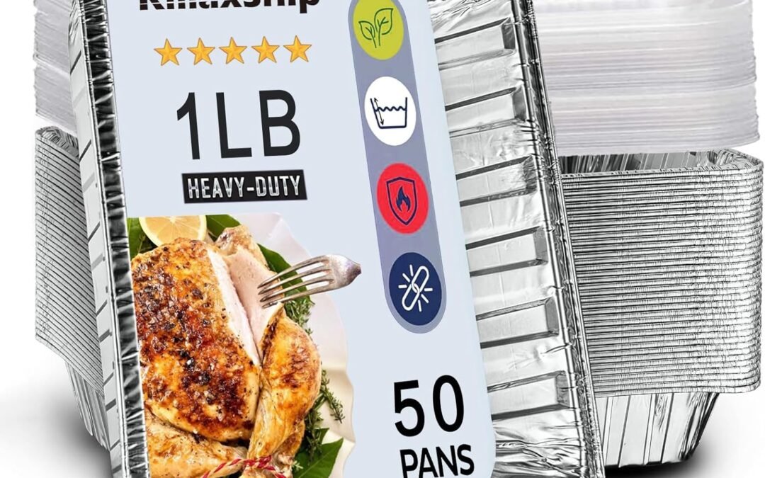Wholesale OEM ODM Disposable Takeout Pans with Clear Lids, 1LB Capacity Aluminum Foil Food Containers with Strong Seal for Freshness & Spill Resistance | Eco-Friendly & Recyclable, 50-Pack of 5 x4” Factory & Supplier