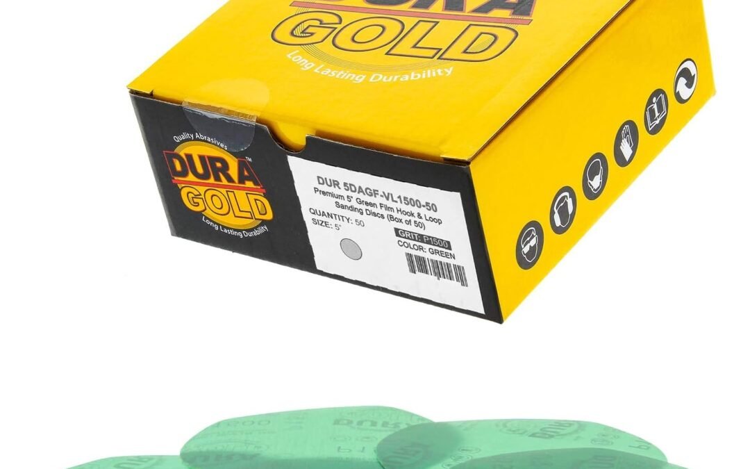 Wholesale OEM ODM Dura-Gold Premium 5″ Green Film Sanding Discs – 1500 Grit (Box of 50) – Hook & Loop Backing Sandpaper Discs for DA Sanders, Finishing Cut Abrasive, Sand Automotive Paint Car Detailing Woodworking Wood Factory & Supplier