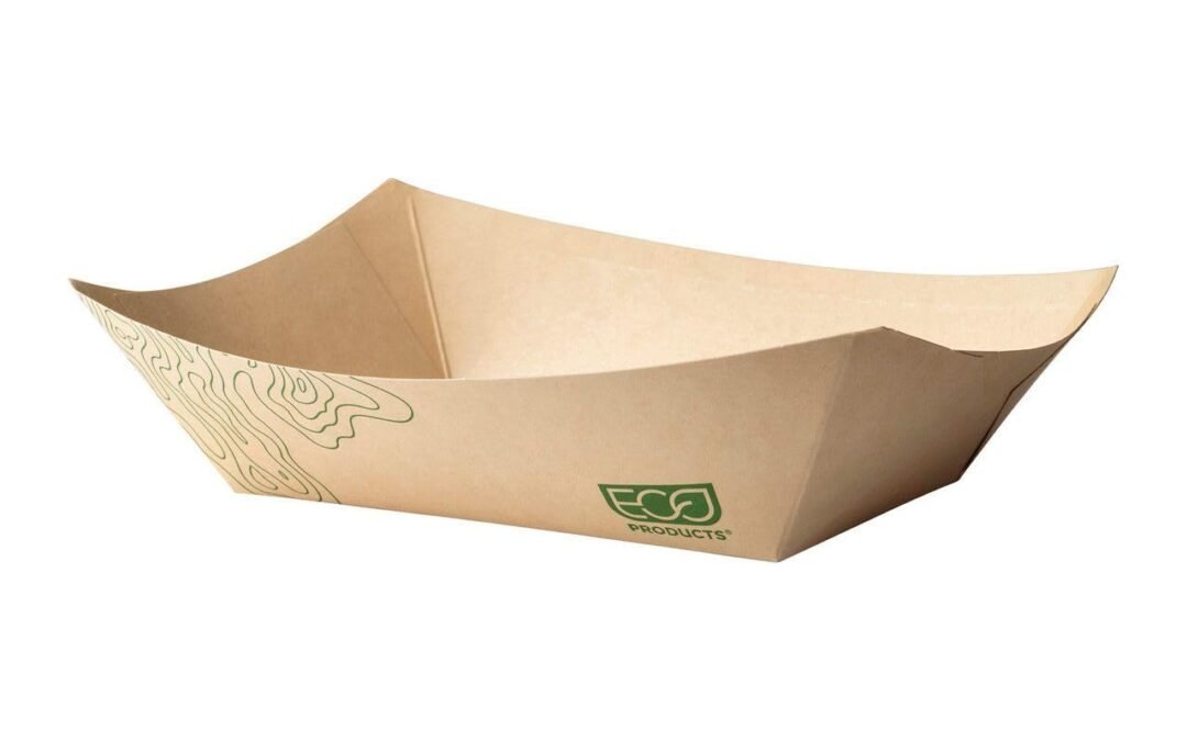 Wholesale OEM ODM ECO PRODUCTS Renewable & Compostable 3lb Paper Food Trays, Case of 500, PLA Lined Food Boats, FSC Mix Credit, No PFAS, BPI-Certified Factory & Supplier