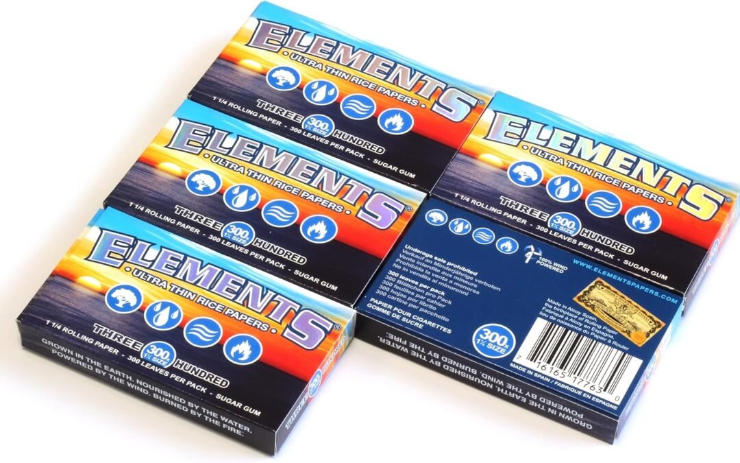 Wholesale OEM ODM ELEMENTS 300 Ultra Thin Rice Rolling Paper 1.25 1 1/4 Size, 5 Pack = 1500 Leaves Factory & Supplier