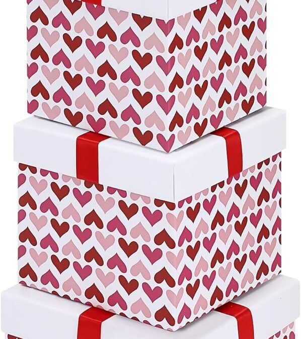 Wholesale OEM ODM Epakh 4 Pcs Valentines Nesting Gift Boxes with Lids Holiday Gift Boxes Assorted Sizes for Valentine’s Presents Flower Birthday Bridesmaid Wedding Christmas Party Favor(Heart) Factory & Supplier