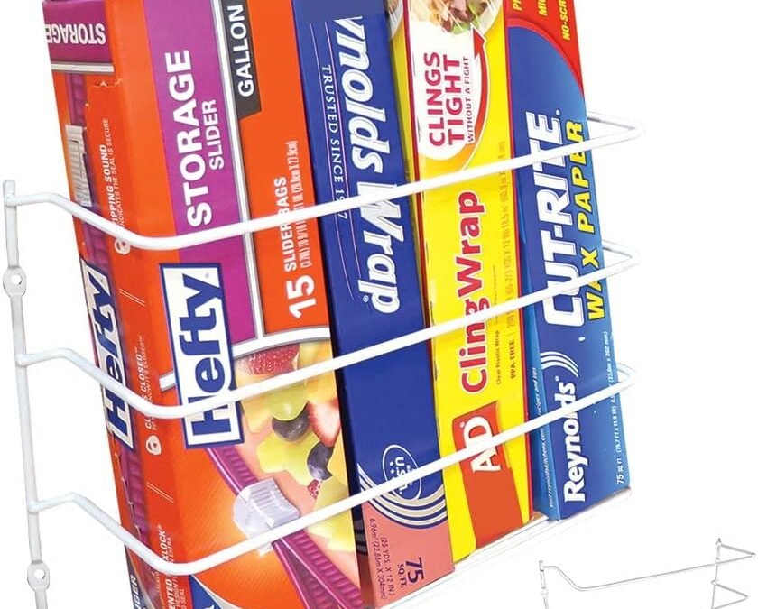 Wholesale OEM ODM Evelots Kitchen Wrap Organizer – 2 Pack – Hold up to 4 Plastic, Foil, Paper, Wax – Cabinet Door, Wall Rack Basket – Sandwich, Freezer, Food Bag Storage – Laundry Supplies – Plastic Coated Metal Factory & Supplier