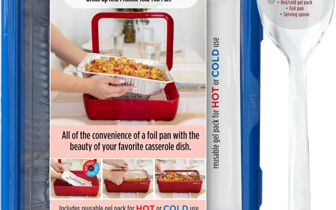 Wholesale OEM ODM Fancy Panz Premium, Serving Tray for Food, Made in the USA Foil Pan Carrier, Stackable Aluminum Pan Holders, Travel Casserole Carrier, Denim Blue Factory & Supplier