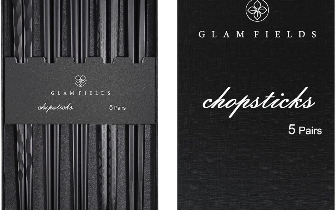 Wholesale OEM ODM GLAMFIELDS 5 Pairs Premium Chopsticks Reusable Dishwasher Safe 9.5 Inch Fiberglass Chop Sticks Gift Set Non Slip Black + Silver Factory & Supplier