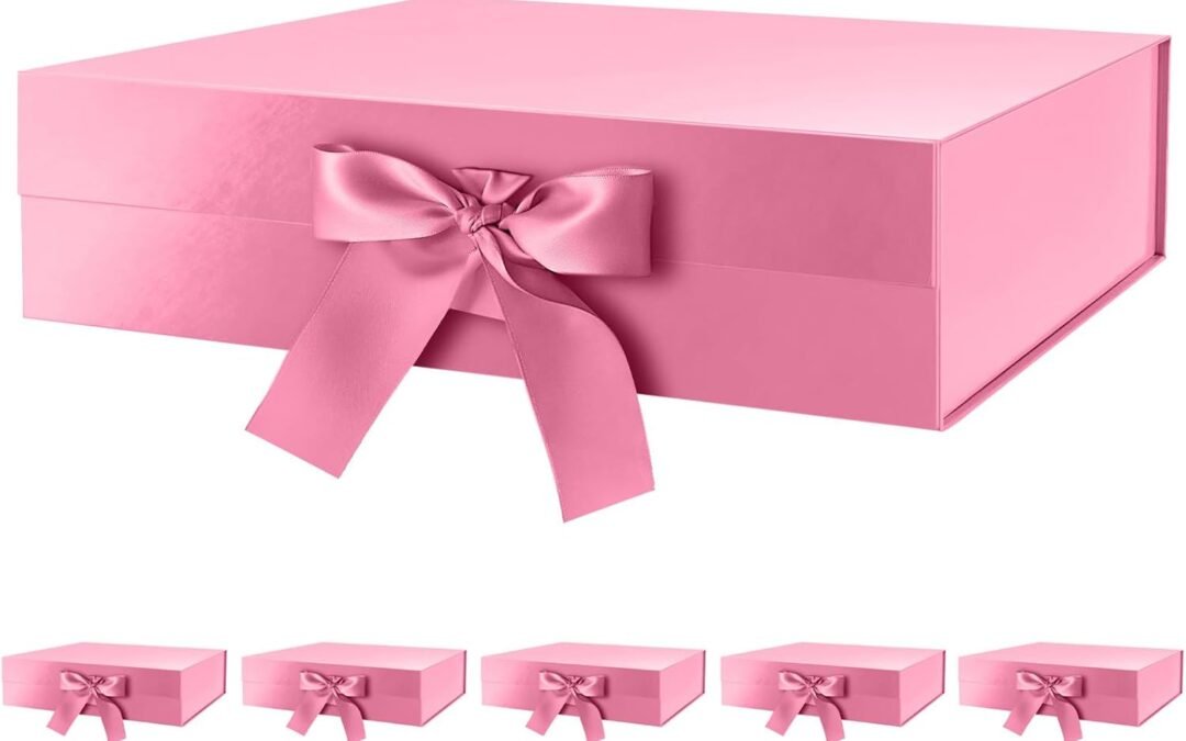Wholesale OEM ODM GREEN BEAN 6 Large Gift Boxes with Lids for Present 13×9.7×3.4 Inches, Pink Magnetic Gift Boxes with Ribbon, Bridesmaid Proposal Boxes, Luxury Gift Boxes (Glossy Pink) Factory & Supplier