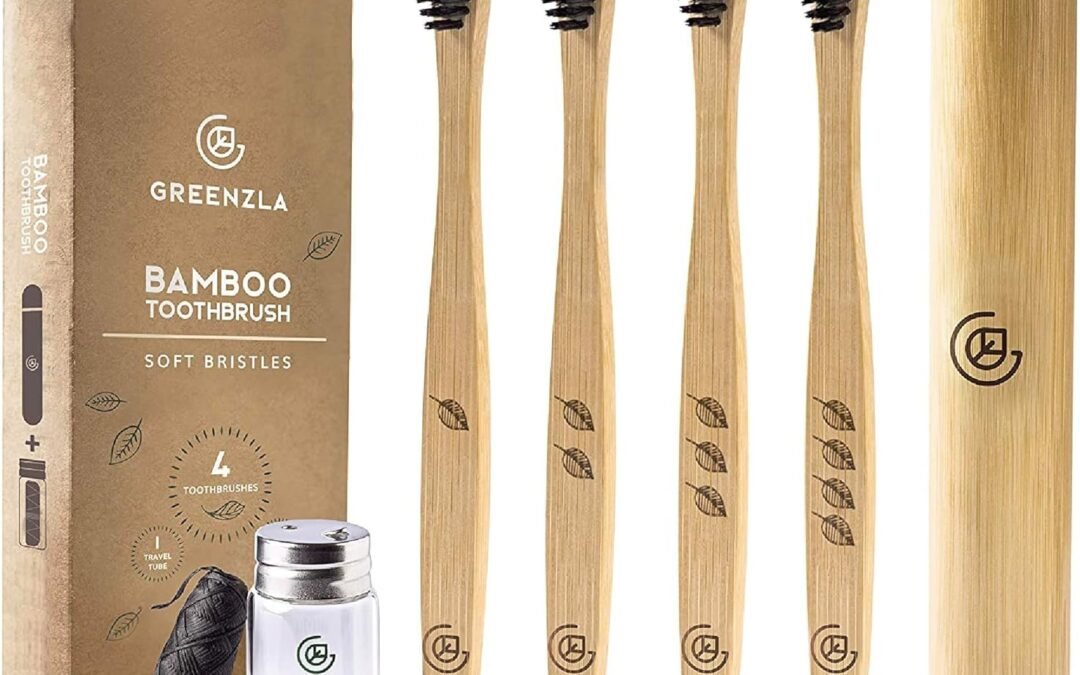Wholesale OEM ODM Greenzla Organic Bamboo Toothbrushes, 4 Pack Sturdy BPA Free Soft Bristles Toothbrushes for Adults with Toothbrush Travel Case & Charcoal Dental Floss, Biodegradable & Compostable Wooden Toothbrushes Factory & Supplier