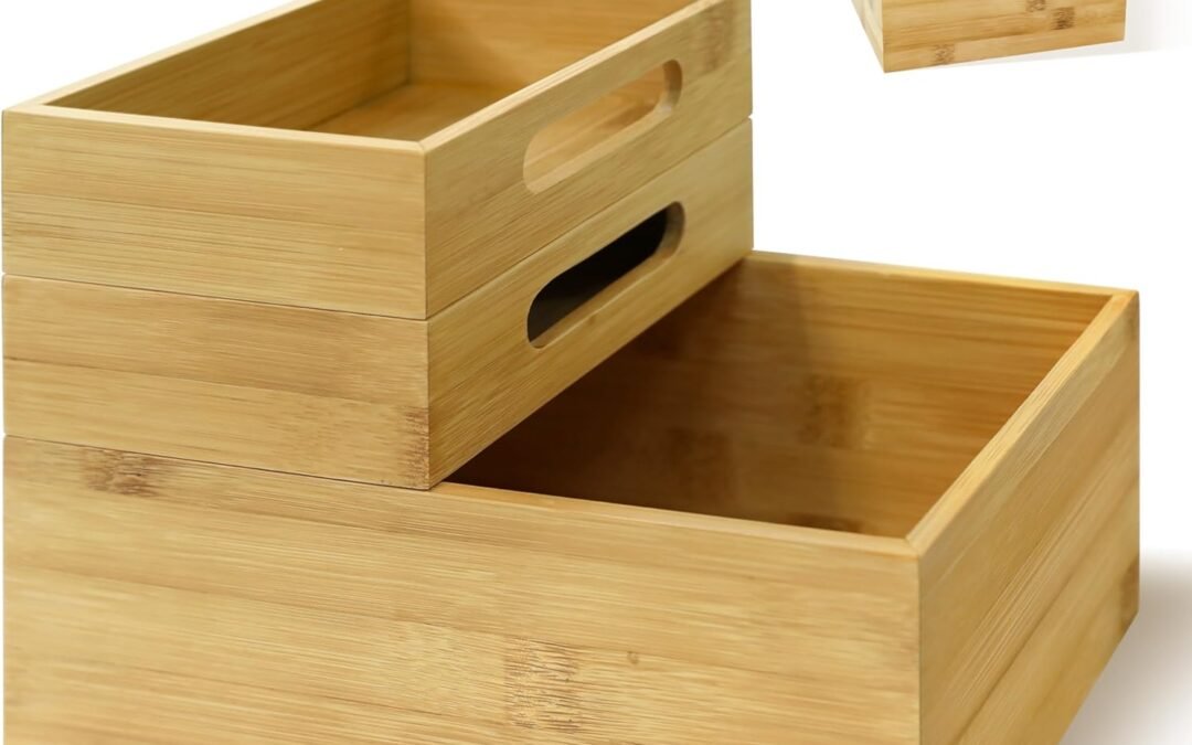 Wholesale OEM ODM HOMESTEAD 3-Piece Stackable Bamboo Storage Box, Office Desk Organizer, Wooden Boxes for Makeup Drawer Organizer Bathroom, Office Supplies, Kitchen Utensils, Bamboo Storage Containers, Jewelry Tray Factory & Supplier