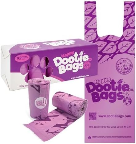 Wholesale OEM ODM Happy Dootie Bags 10 Rolls.120 Bags with Handles. Clean, Quick and Convenient Pet Dog Poop Cleanup on Walks with Your Furry Friend. Made with Corn Starch. Strong and Leakproof. (Medium Size) Factory & Supplier