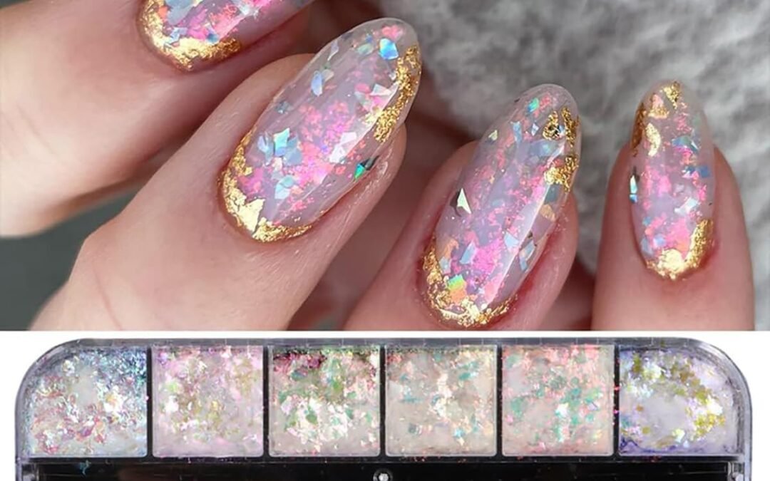 Wholesale OEM ODM Holographic Iridescent Nail Art Glitter Flakes Powder Aurora Foil Sequins Ice Crystal Mermaid Paillettes Sparkly Sequins Designs Manicure Nail Decorations 12 Grids Factory & Supplier