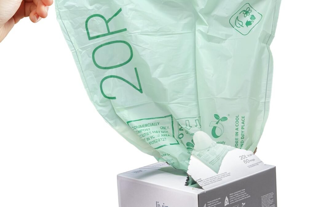 Wholesale OEM ODM Home Zone Living 5.28 Gallon Compost Kitchen Trash Bags with Drawstring Handles, BPI-Certified Eco Friendly, Heavy Duty Custom Fit for 20L Recycling Trash Can Liner, Code 20R, 60 Count, Green Factory & Supplier