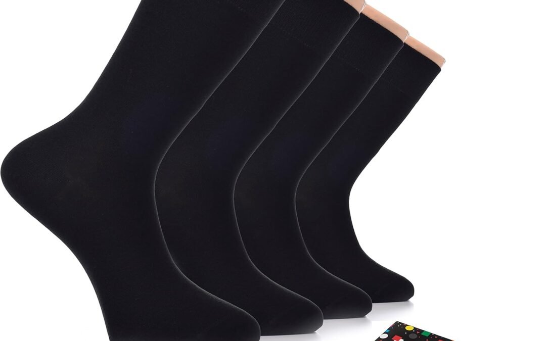 Wholesale OEM ODM Hugh Ugoli Men’s Bamboo Dress Socks for Business & Trouser, Thin & Seamless Crew Socks, 4 Pairs with Gift Box, Shoe Size 8-12 Factory & Supplier
