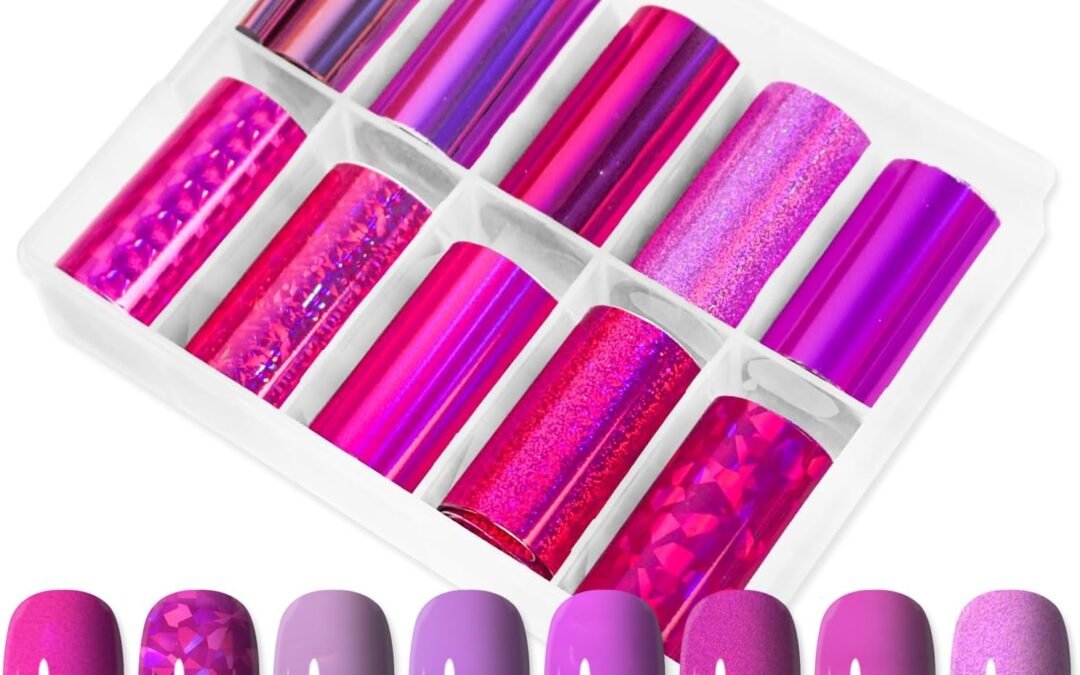 Wholesale OEM ODM JERCLITY 10 Rolls Pink Nail Foil Transfer Sticker Kit Nail Foil Sheets Pink Solid Color Nail Art Decals Transfer Stickers Factory & Supplier