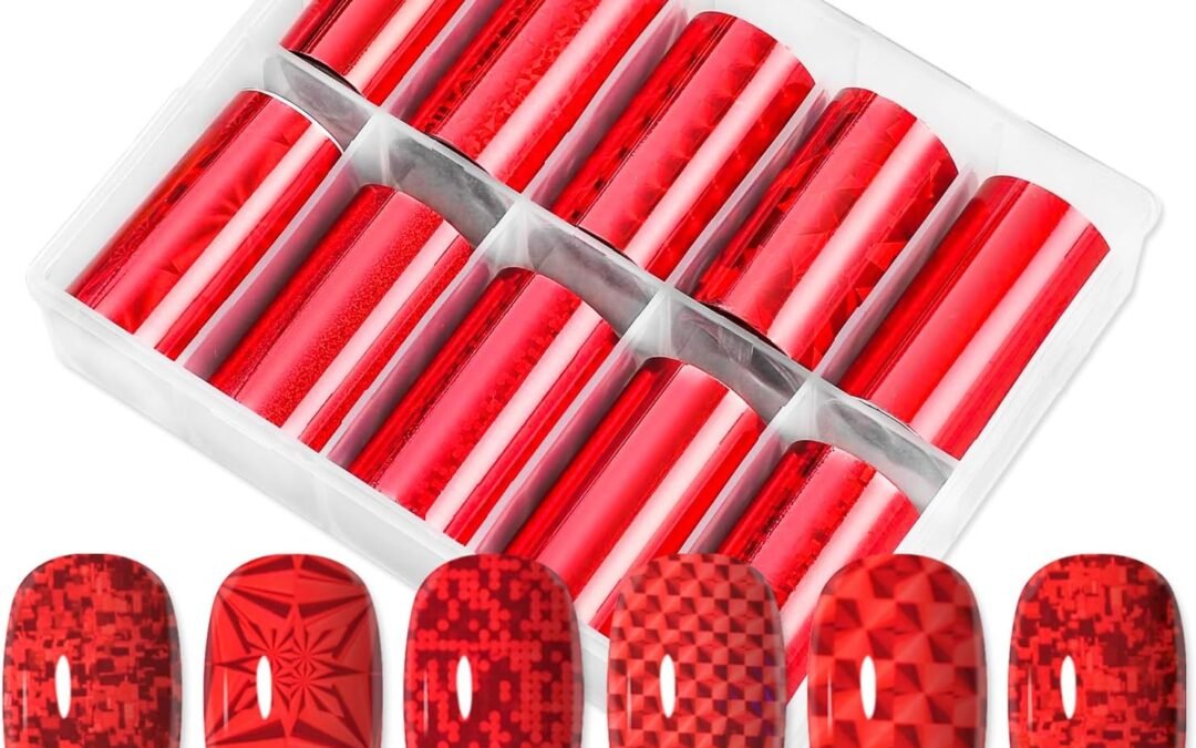 Wholesale OEM ODM JERCLITY 10 Rolls Red Nail Foil Transfer Sticker Kit Nail Foil Sheets Red Solid Color Foil Nail Art Decals Nail Foil Transfer Stickers Foil Nail Wraps for Foil Nail Art Factory & Supplier