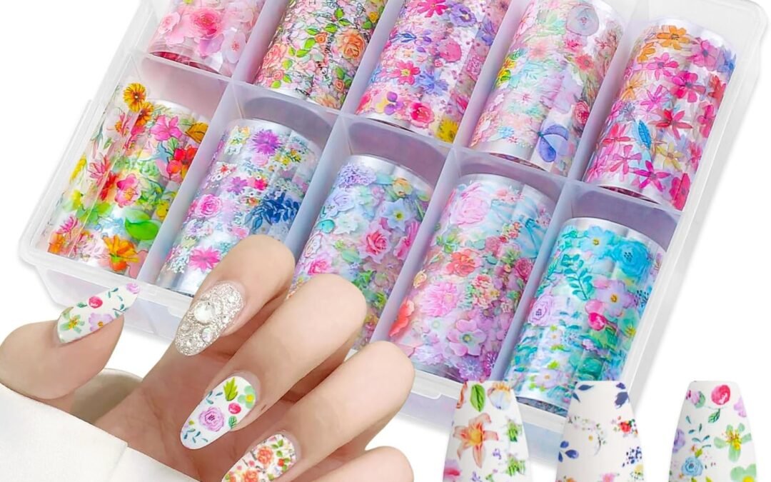Wholesale OEM ODM JERCLITY 10 Rolls Spring Flowers Nail Foil Transfer Sticker Kit Nail Foil Sheets Foil Nail Art Decals Flower Nail Foil Transfer Stickers Foil Nail Wraps for Foil Nail Art(Flower-2) Factory & Supplier