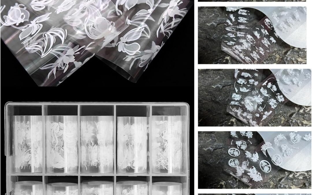 Wholesale OEM ODM JERCLITY 10 Rolls White Flowers Nail Foil Transfer Sticker Kit Nail Foil Sheets Foil Nail Art Decals Flower Nail Foil Transfer Stickers Foil Nail Wraps for Foil Nail Art, JXK049 Factory & Supplier