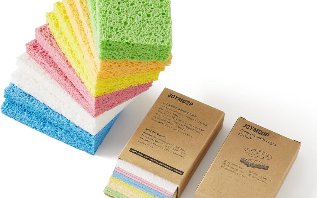 Wholesale OEM ODM JOYMOOP Compressed Cellulose Sponges for Kitchen, Non-Scratch Dish Washing, Household Cleaning – Natural Scrub, Pack of 24 Colorful Factory & Supplier