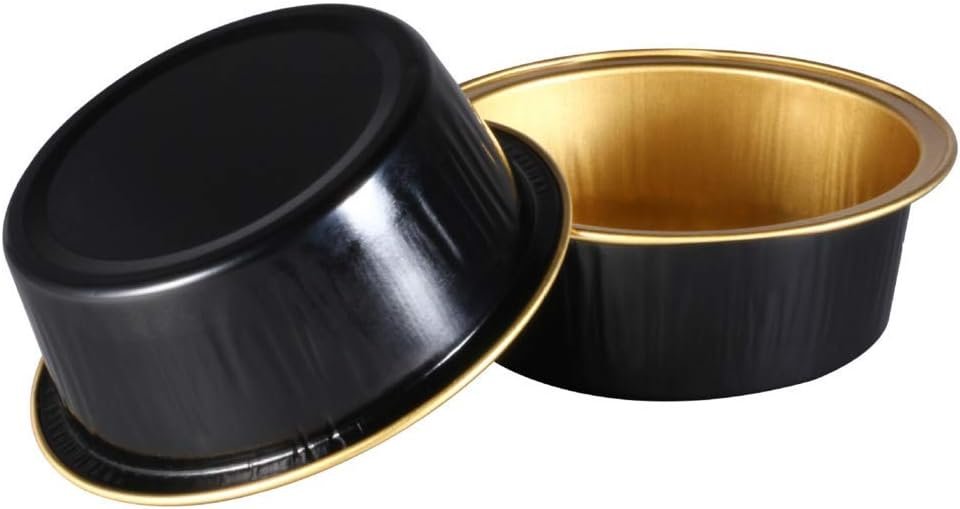 Wholesale OEM ODM KEISEN 2″ mini Disposable Aluminum Foil Cups 100/PK 25ml 1oz for Muffin Cupcake Baking Bake Utility Ramekin Cup (black gold) Factory & Supplier