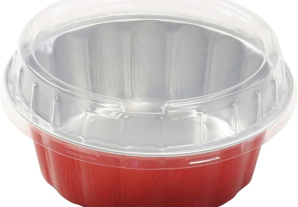 Wholesale OEM ODM KitchenDance Disposable Aluminum 8 oz. Individual Cake cups/Dessert pans. #A8P (With Lids, Red, 100) Factory & Supplier