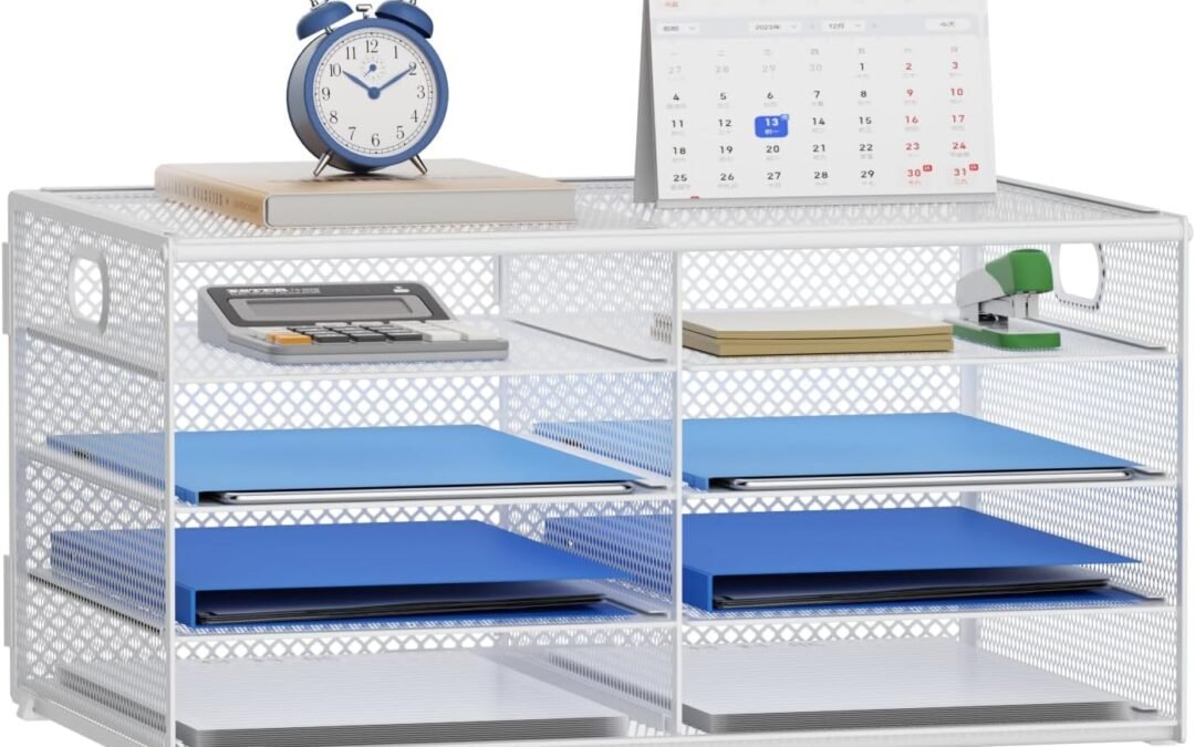 Wholesale OEM ODM Lavatino 8 Compartments Paper Organizer for Desk, Mesh Literature Organizer, Mail File Sorter Tray with Handle, Desktop Mailbox for Office Classroom Home, White Factory & Supplier