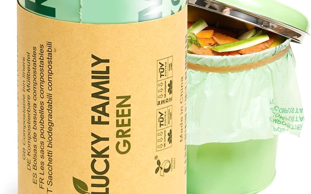 Wholesale OEM ODM Lucky Family Green Compost Bags for Kitchen Countertop Bin – 13 Gallon Trash Bags – 100% Compostable Trash Bags for Food Waste – Organic Eco Friendly Biodegradable Bags – 25 Recycle Bags in Roll Factory & Supplier