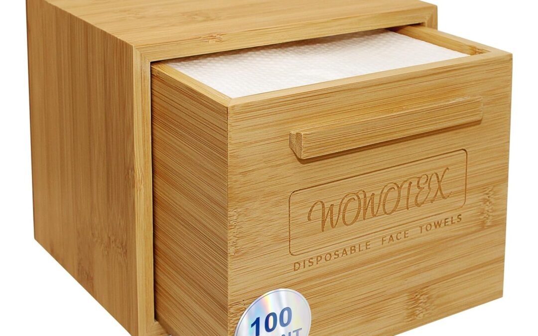 Wholesale OEM ODM Luxe Bamboo Towel Container (Bamboo Box Towel Holder) with Disposable Face Towels Biodegradable Large Dry Wipes 100 Count Extra Thick Soft Clean Facial Towels for Facial Cleansing Factory & Supplier