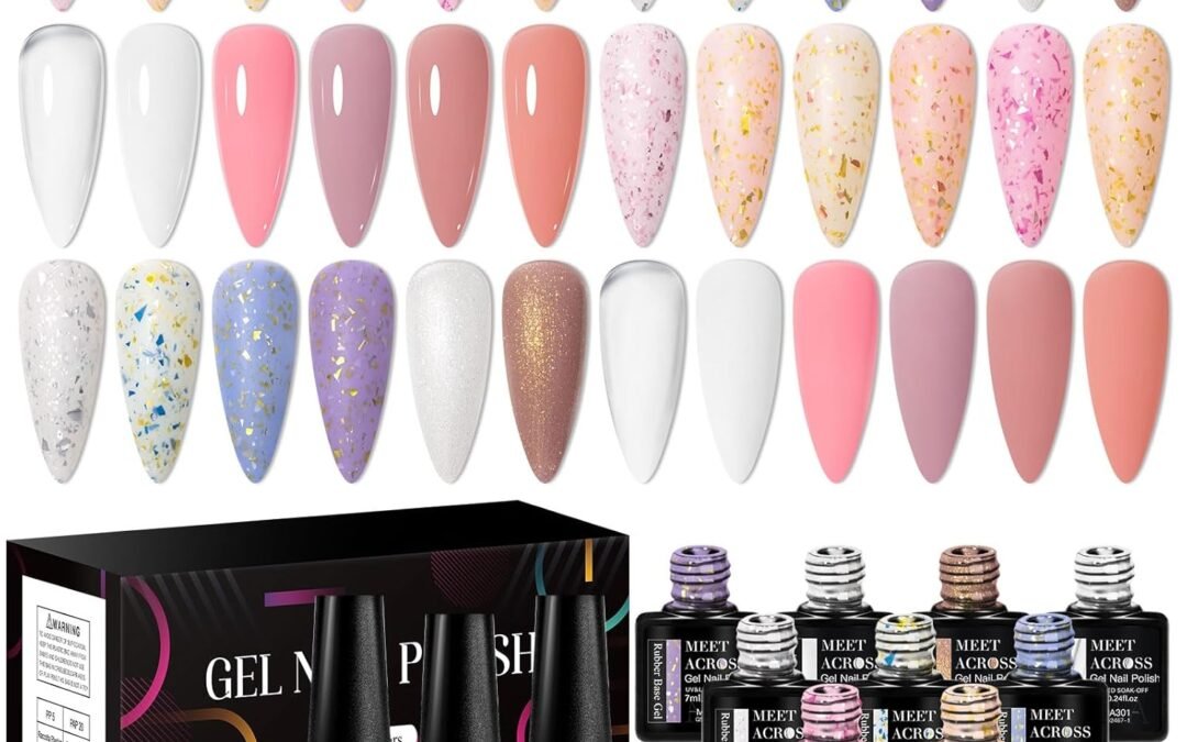 Wholesale OEM ODM MEET ACROSS Rubber Base Gel for Nails Gold Foil Base Nail Polish 18PCS Nail Polish Kit for Nail Strengthen/Apex Building/Enhance/Reinforced Gel Gifts Factory & Supplier