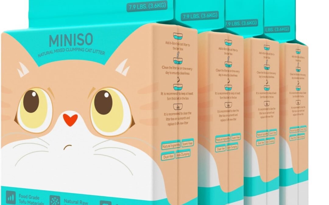 Wholesale OEM ODM MINISO Clumping Cat Litter, Tofu+Bentonite+Cassava, Odor Control, Rapid Clumping, Water Absorbent and Toilet Flushable, Multi-Cat, Gardenia Style, 31.6lb (4 Pack of 7.9lb Bags) Factory & Supplier