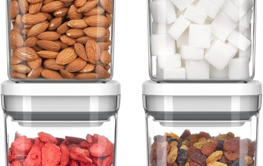 Wholesale OEM ODM MR.SIGA 4 Pack Airtight Food Storage Container Set, BPA Free Kitchen Pantry Organization Canisters with One-handed Leak Proof Lids, 1L / 33.8oz, Medium, White Factory & Supplier